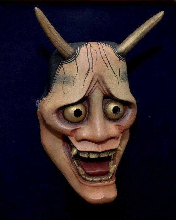 Noh masker - Hout - Houten SHINJA-masker   (Zonder, Antiquités & Art, Antiquités | Autres Antiquités