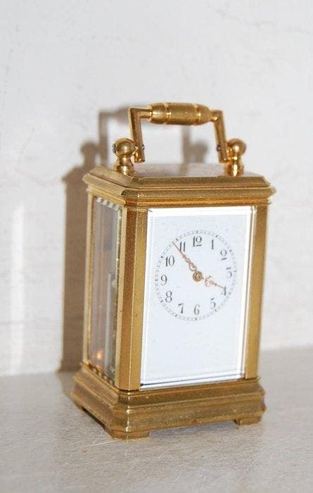 Mini reiswekker - Messing - 1850-1900, Antiquités & Art, Antiquités | Horloges