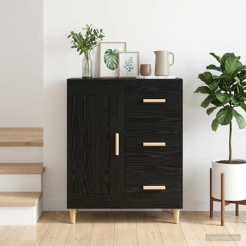 vidaXL Dressoir Zwart eiken 69,5 x 34 x 90 cm Bewerkt hout, Verzenden