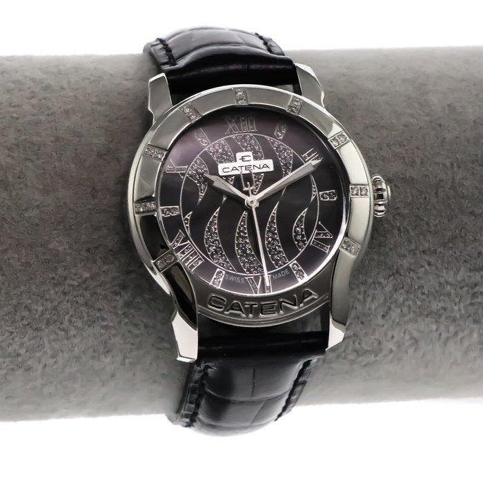 Catena - Diamond Swiss Made Watch - B913QNR11 - Black Dial -, Handtassen en Accessoires, Horloges | Heren