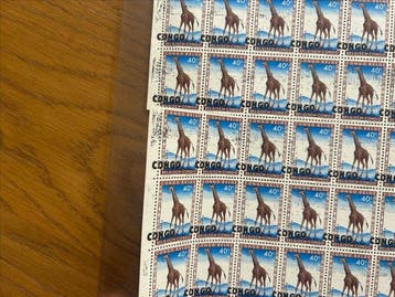 Congo 1960 - Fauna du Congo : 40c Giraffe avec impression, Timbres & Monnaies