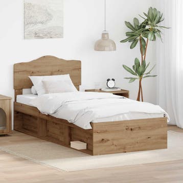 vidaXL Bedframe Ambachtelijk Eiken 90 x 190 cm Massief, Verzenden, Nieuw