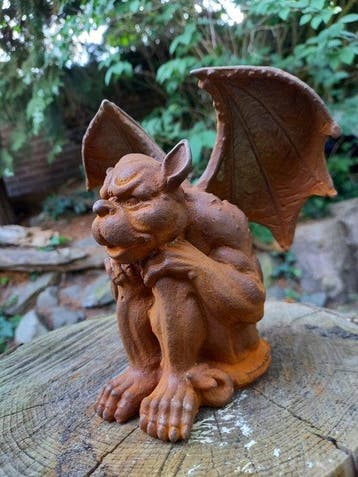 sculptuur, SITTING GARGOLYE, DEMON - 16 cm - Gietijzer