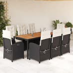 vidaXL 9-delige Tuinset poly rattan zwart, Verzenden, Nieuw, Tuinset