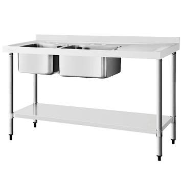 Spoeltafel | RVS | 2 Spoelbakken (Links) + Afdruipvlak |, Verzenden, Nieuw in verpakking
