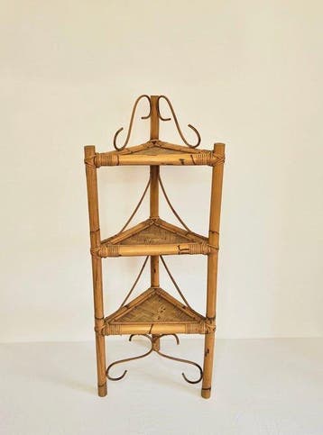 Hoekkast - Bamboe, Rattan - Productie Italië jaren zestig, Antiek en Kunst