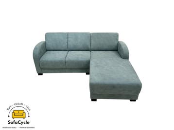 Hoekzetel appelblauwzeegroen in stof, hoek R – overstock, Verzenden