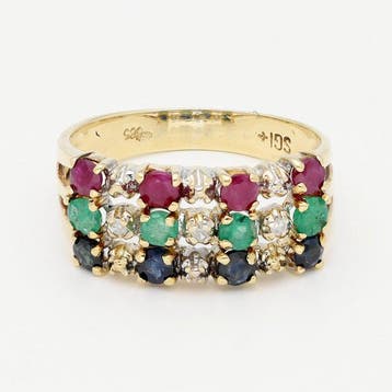 Ring - 14 karaat Geel goud - Diamant -, Handtassen en Accessoires, Ringen, Nieuw