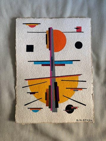 Boris Alepkow (XX) - Komposition - Bauhaus - Suprematismus -, Antiek en Kunst, Kunst | Schilderijen | Modern