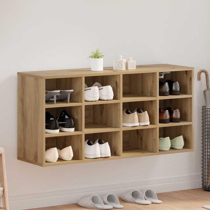 vidaXL Schoenenkast Artisan Eiken 103 x 30 x 51 cm Bewerkt, Maison & Meubles, Armoires | Armoires à chaussures, Envoi