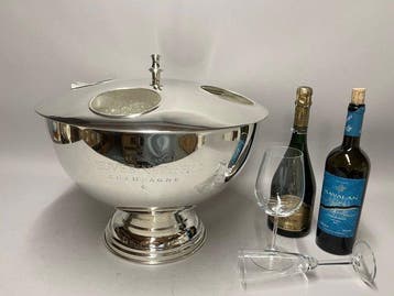 Champagne koeler - Zilver verguld messing - voor vier tot