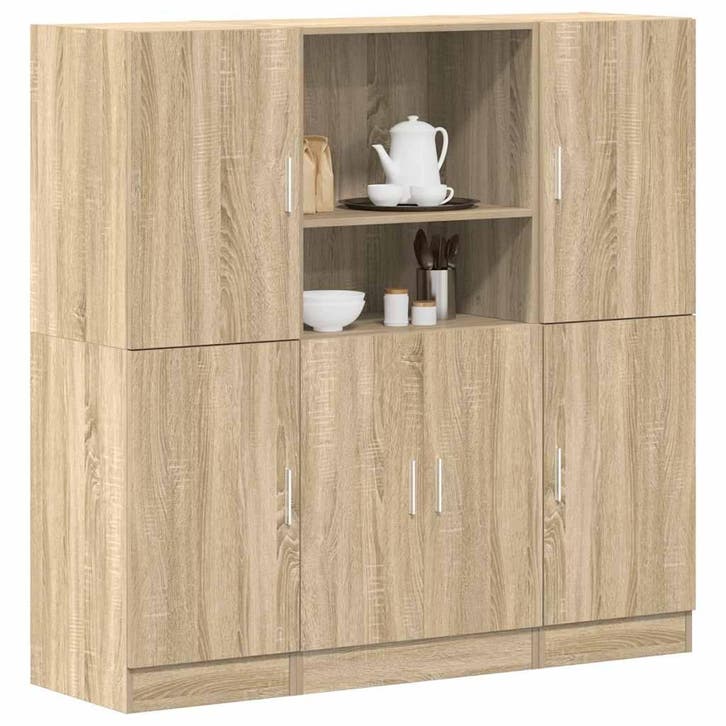 vidaXL 3-delige Keukenkastenset bewerkt hout sonoma, Maison & Meubles, Armoires | Armoires murales, Envoi