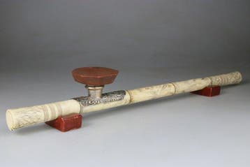 Pipe a opium Chinoise en Os - Fourneau Signe - Bambou,, Antiquités & Art