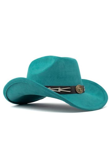 KIMU® Cowboyhoed Turquoise Gevlochten Band Verstelbaar t/m 5, Ophalen of Verzenden, Nieuw
