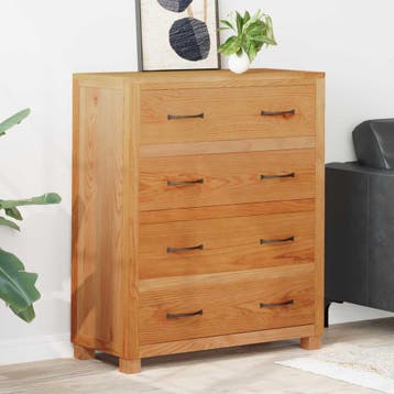 vidaXL Kast met lade Bruin 80 x 35 x 95 cm Massief Eikenhout, Huis en Inrichting, Kasten | Overige, Verzenden, Nieuw
