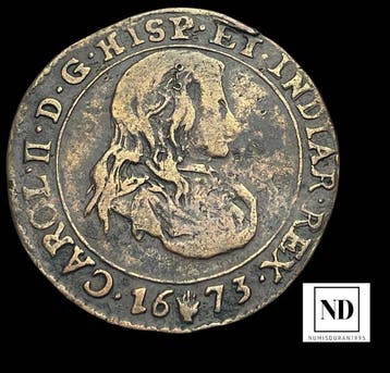 Spanje. Carlos II. Jeton 1673 - Amberes