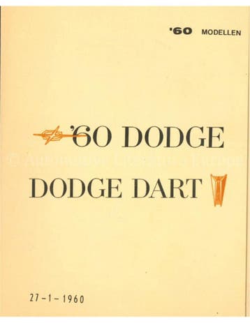 1960 DODGE DART BROCHURE NEDERLANDS