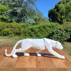 Sculpture, Panthère blanche - 43 cm - Résine