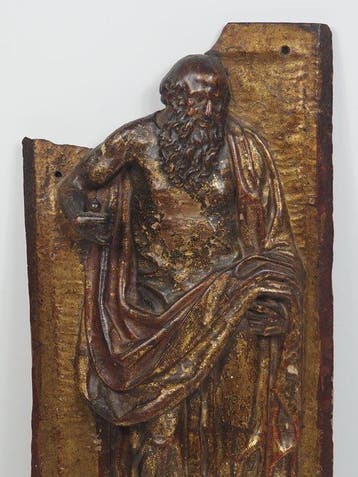 Reliëf, Relief depicting Saint Paul, - 46.5 cm - Hout, Antiek en Kunst