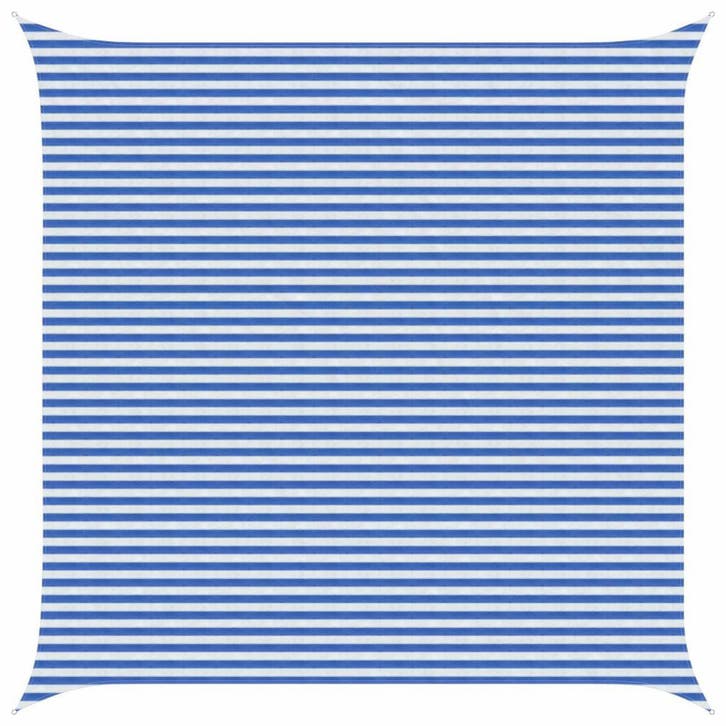 vidaXL Zonneschaduwzeil Blauw en Wit 5 x 5 m HDPE, Tuin en Terras, Parasols, Nieuw, Verzenden