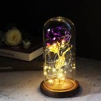 Kunst Roos in Glazen Stolp met Verlichting - Zijden Rozen, Huis en Inrichting, Verzenden, Nieuw