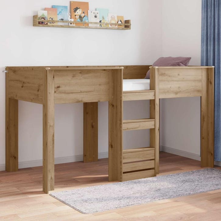 vidaXL Stapeld bed voor kids Artisan Eiken 100 x 200 cm, Huis en Inrichting, Slaapkamer | Bedden, Nieuw, Verzenden