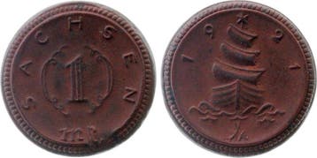 Duitsland 1 Mark Notgeld 1921 Sachsen Handform Jn55 prfr..., Verzenden
