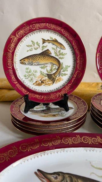 Ulim Limoges - Service de table (12) - Porcelaine, Plaqué or, Antiquités & Art