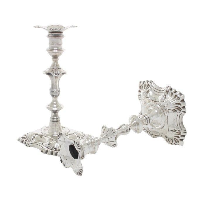 John Lambe - Kaarsenhouder (2) - .925 zilver - 1749 Cast, Antiek en Kunst, Antiek | Zilver en Goud