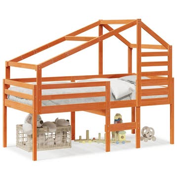 vidaXL Hoogslaper met dak massief grenenhout wasbruin 90x190, Verzenden, Nieuw