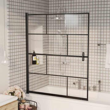 vidaXL Douchewand 116x140 cm ESG zwart, Verzenden