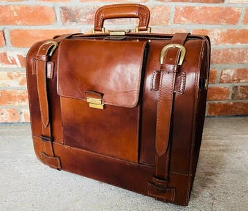 Markenlos - Antike Reisetasche aus Leder ca. 1930 - Reistas