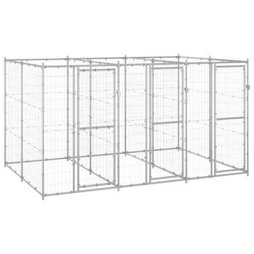 vidaXL Hondenkennel 7,26 m² gegalvaniseerd staal, Verzenden, Nieuw
