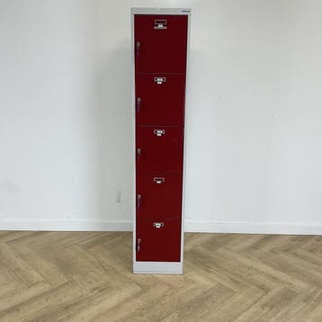Overtoom lockerkast 5 deurs (hxbxd) 184,5x37x50 cm, Huis en Inrichting, Gebruikt