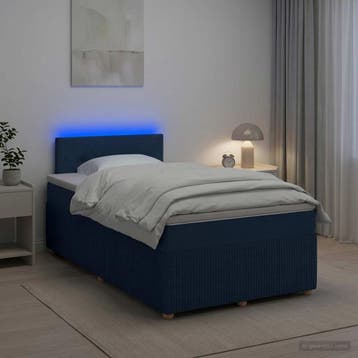 vidaXL Boxspringbed met matras met hoofdeinde Blauw 120 x, Verzenden