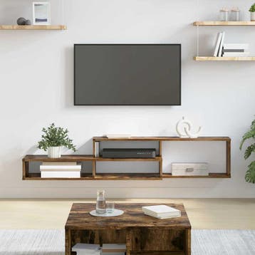 vidaXL Wand TV Stand 150 x 25 x 28,5 cm Bewerkt hout, Verzenden