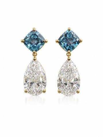 Oorbellen - 14 karaat Geel goud - 8.05ct. tw. Diamant, Nieuw