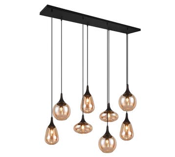 Trio LUMINA hanglamp | E14 Fitting | mat zwart met amber | 1, Verzenden