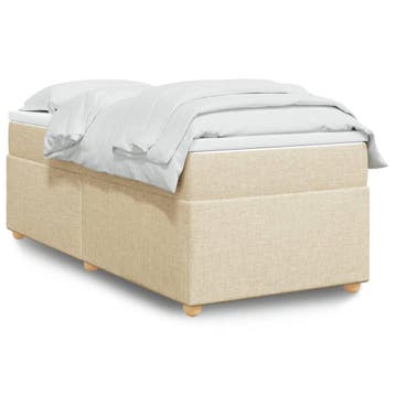 vidaXL Boxspring met matras stof crèmekleurig 90x200 cm, Verzenden