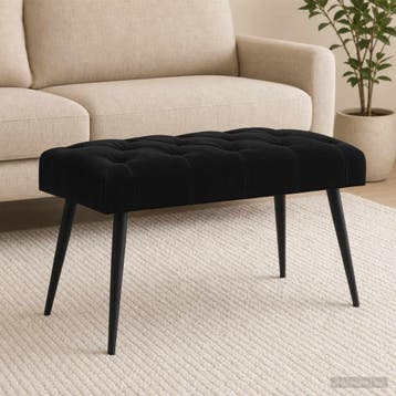 vidaXL Bank met knopen tufting Zwart 80 x 40 x 46 cm Fluweel, Verzenden