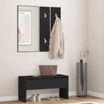 vidaXL Garderobe set bewerkt hout zwart, Huis en Inrichting, Verzenden, Nieuw
