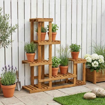 vidaXL Plantenstand Naturel 93,5 x 25 x 91,5 cm Massief, Verzenden, Nieuw