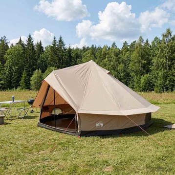 vidaXL Familietent 10-persoons Crèmekleurig Polykatoen, Caravans en Kamperen, Tenten, Verzenden, Nieuw
