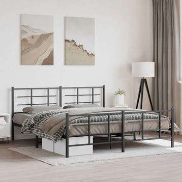 vidaXL Bedframe met hoofd- en voeteneinde metaal zwart, Verzenden