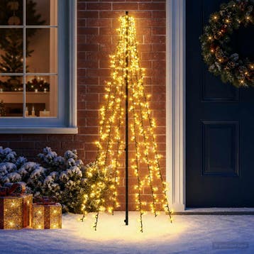 vidaXL LED kerstboom 165 cm 540 LEDs Warmwit Staal Zwart, Verzenden, Nieuw