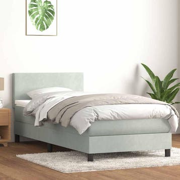 vidaXL Boxspring met matras en LED fluweel lichtgrijs 90x220, Huis en Inrichting, Slaapkamer | Bedden, Verzenden, Nieuw