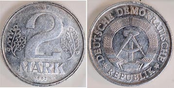 1982a Duitsland Fehlpraegung 2 Mark Ddr 1982 A groeßerer..., Verzenden, België