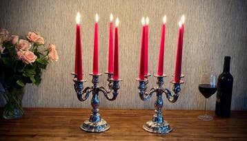 Kandelaar (2) - Zilver - Paar, Antiek en Kunst