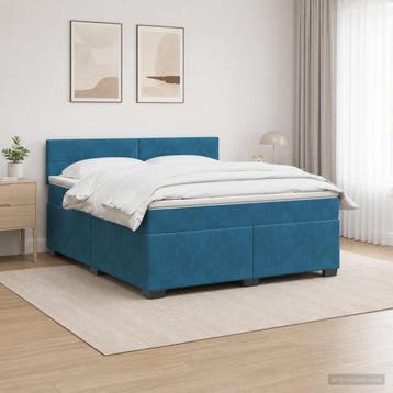 vidaXL Boxspringbed met matras en LED Blauw 140 x 190 cm, Verzenden, Nieuw