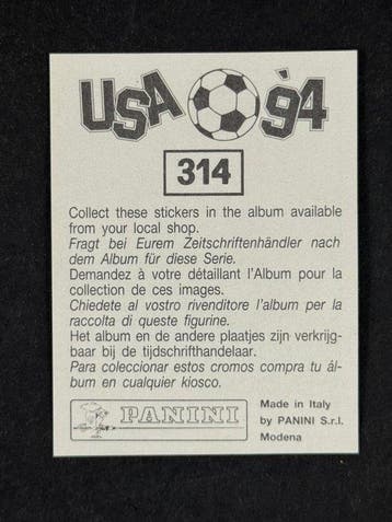 1994 Panini USA 94 World Cup, Italy: Roberto Baggio #314 - 1, Nieuw